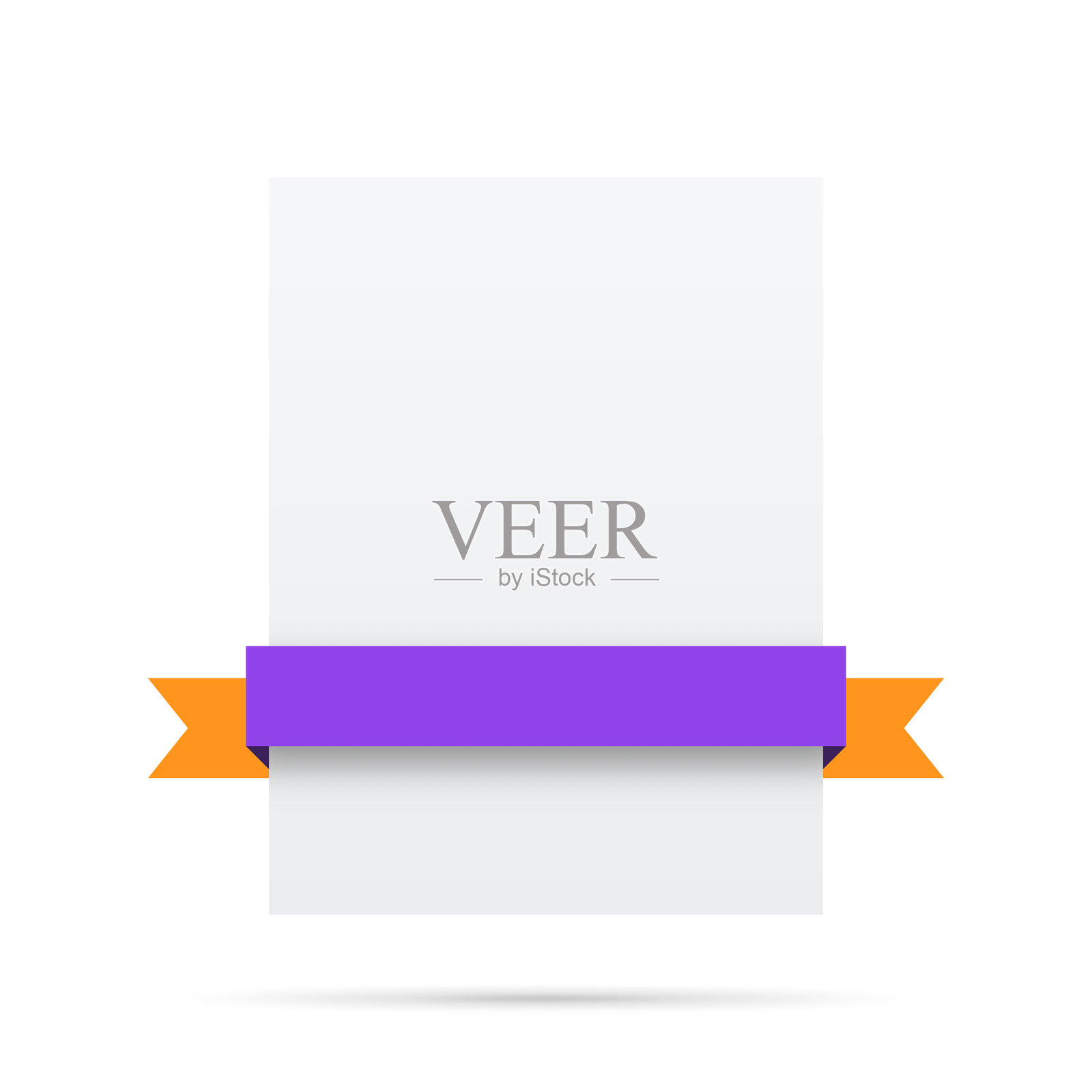 彩色丝带，空白白色标签-设计元素插画图片素材