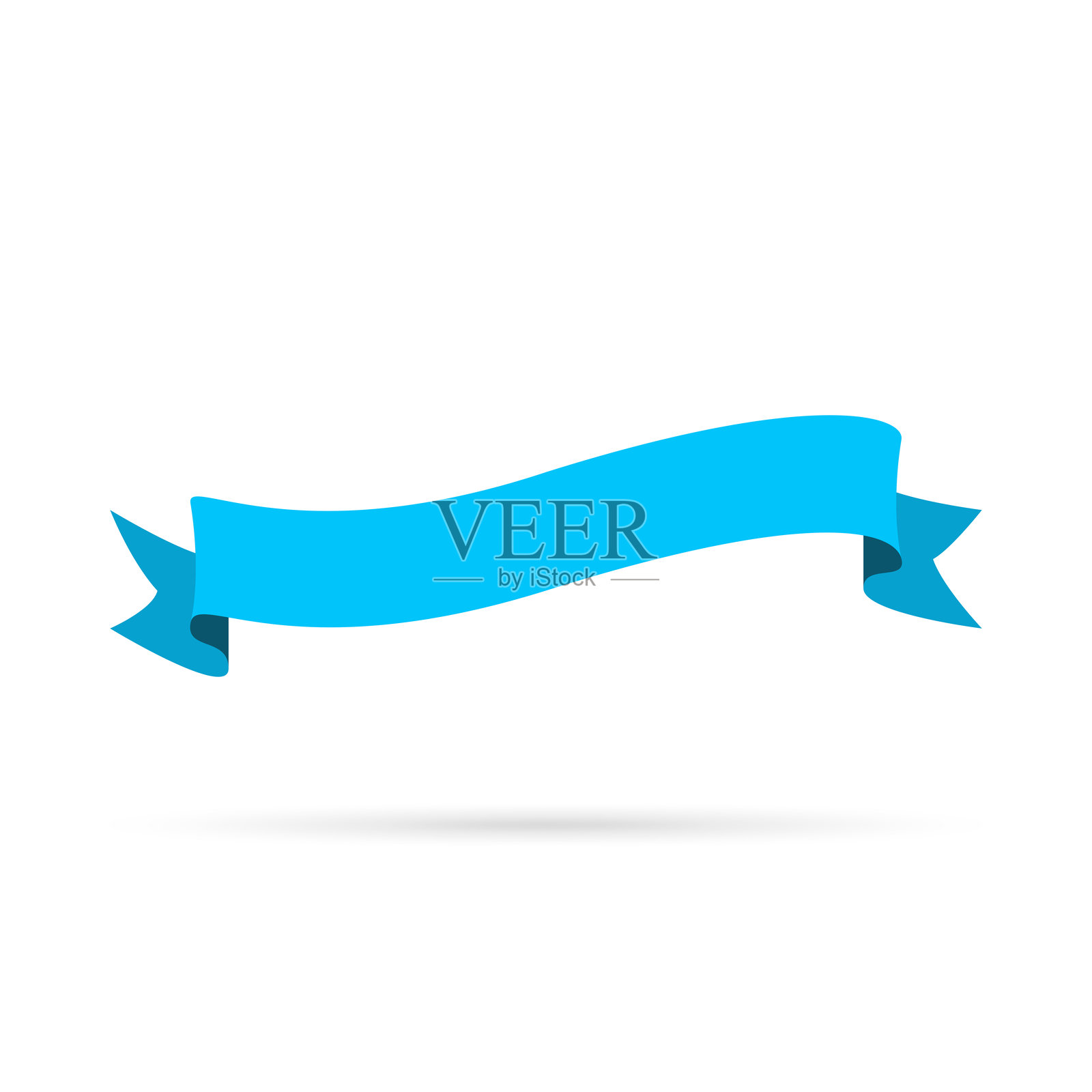 蓝色丝带孤立在白色背景-设计元素插画图片素材