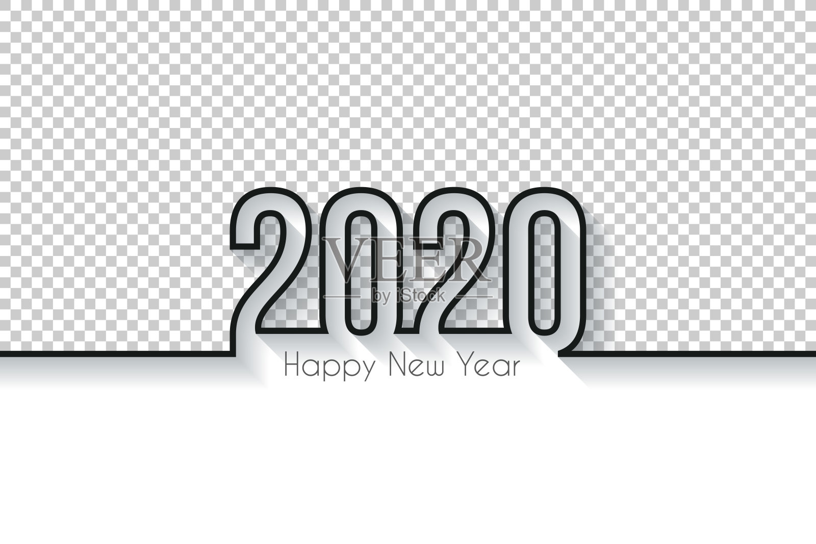 新年快乐2020设计-空白背景插画图片素材