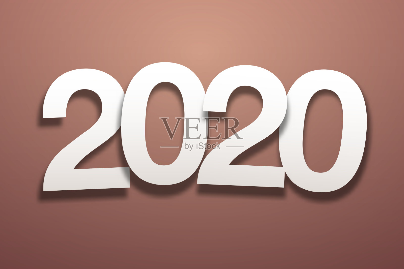 2020 -纸字体在棕色背景插画图片素材