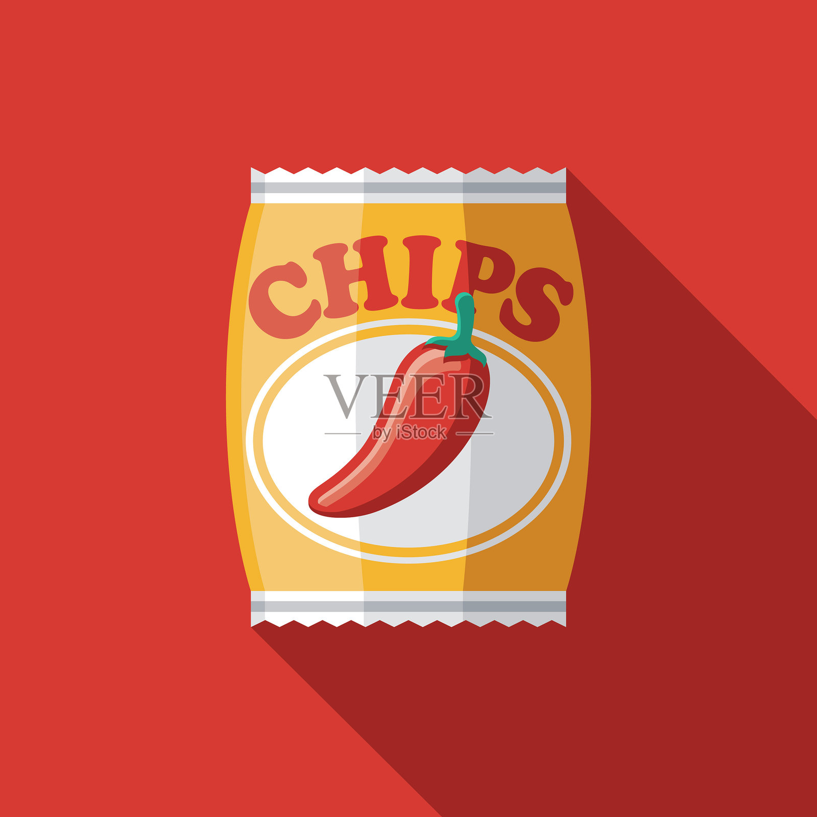 香辣薯片风味图标插画图片素材