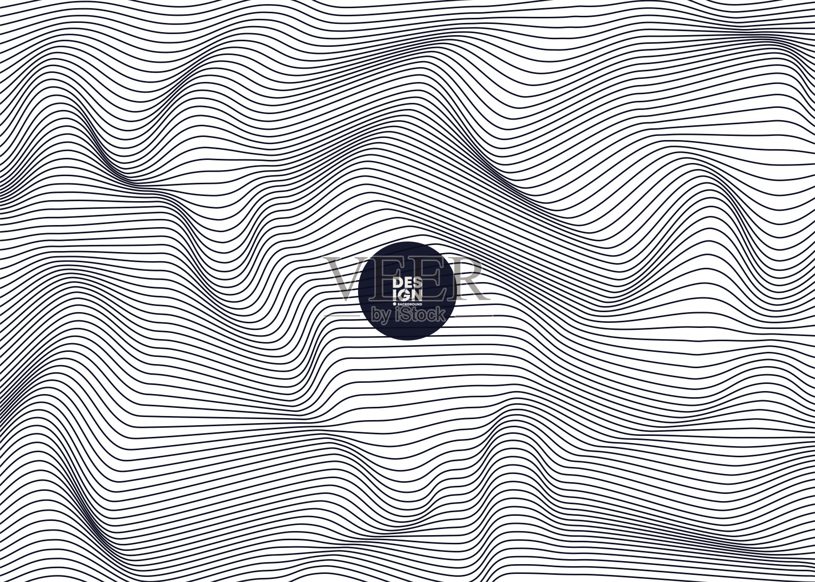 迷幻矢量背景与黑色波浪失真，黑白条纹背景，移动活动，几何形状线艺术插画图片素材