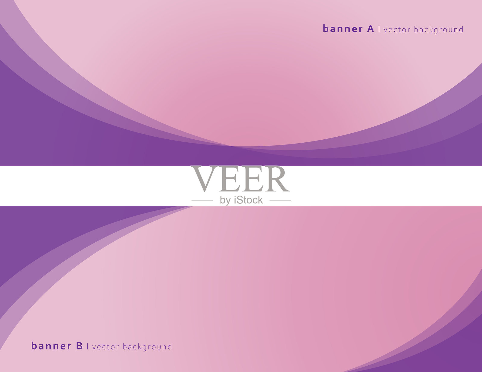 旗帜的曲线重叠几何形状与紫色的背景设计模板素材