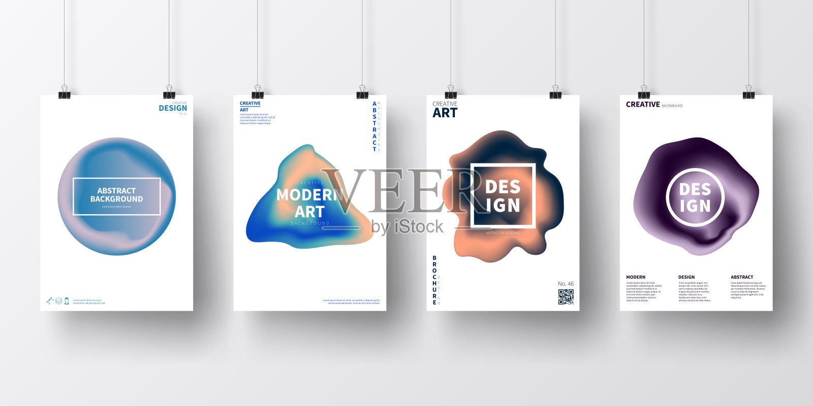 彩色抽象设计海报，孤立在白色背景上插画图片素材