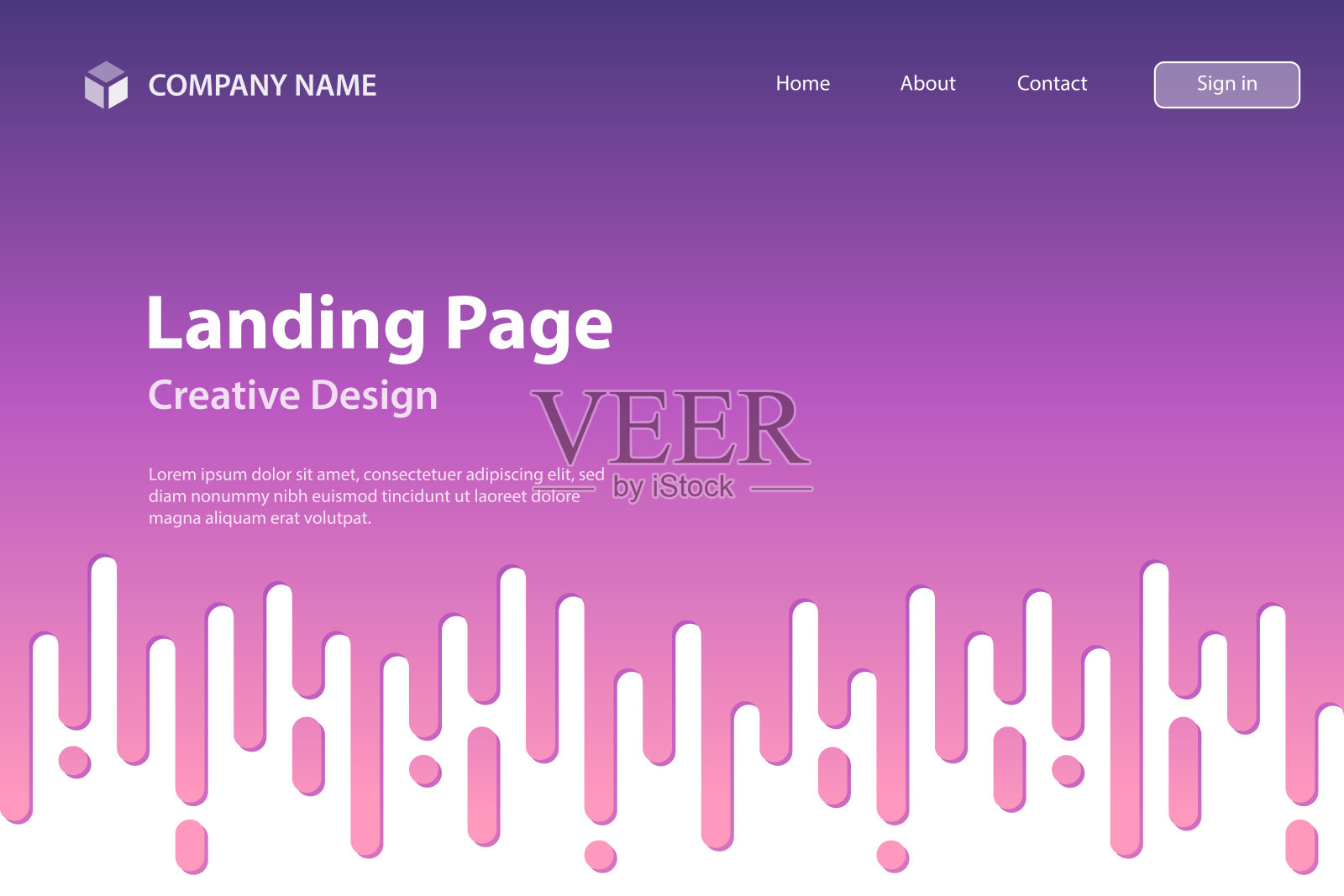 登陆页面模板-抽象圆角线-半色调过渡-紫色无缝背景插画图片素材