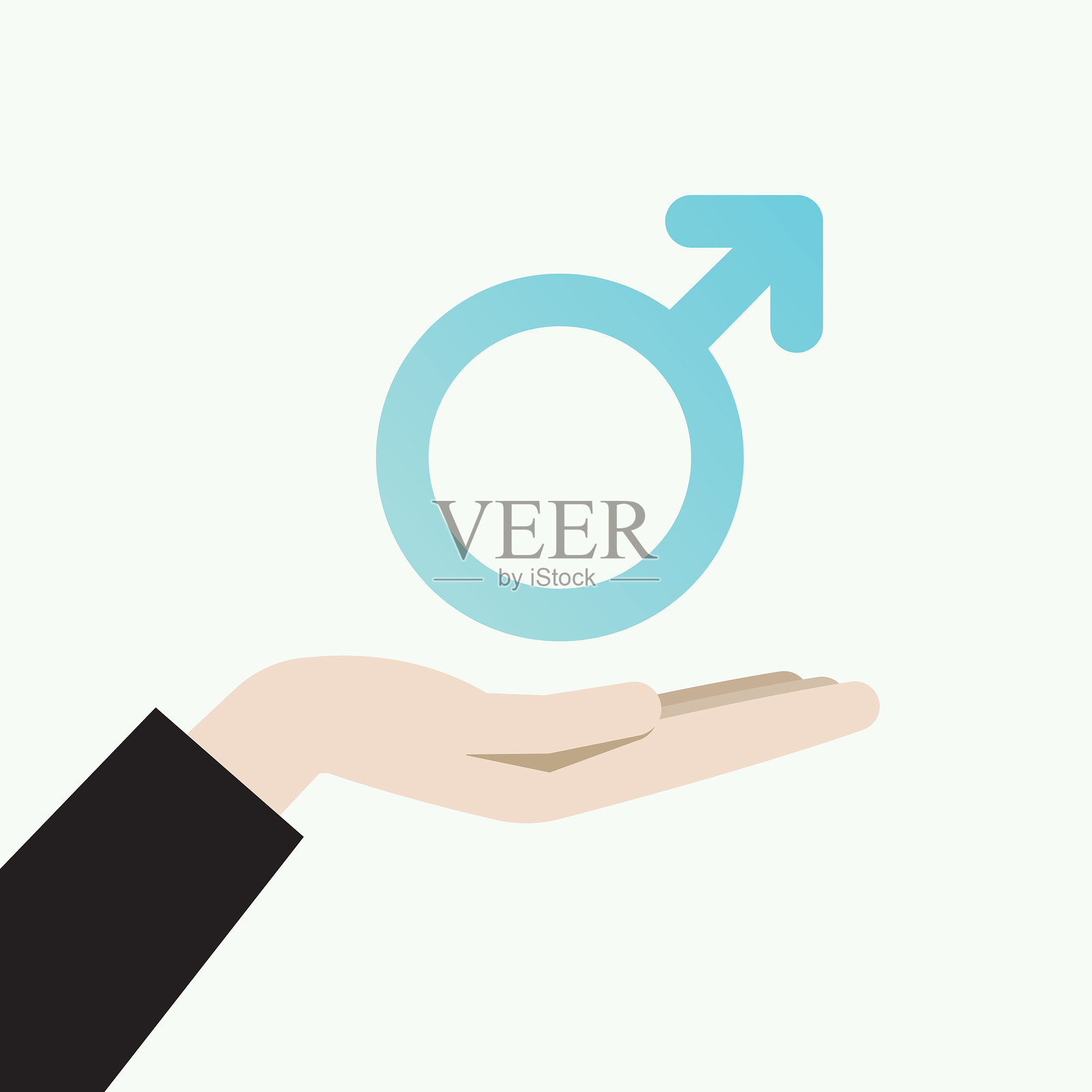 手握着一个男性符号插画图片素材