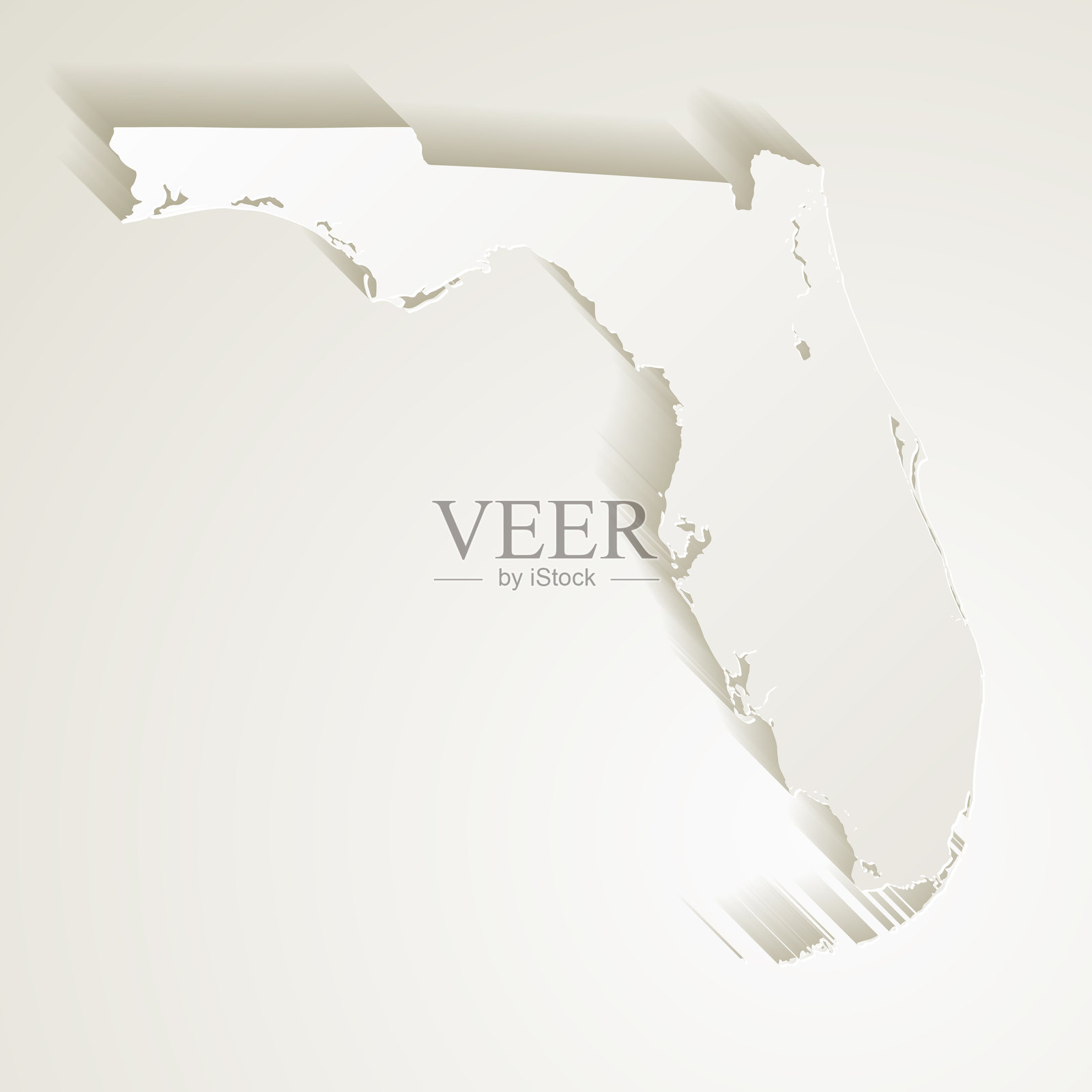 佛罗里达地图与剪纸效果空白背景插画图片素材