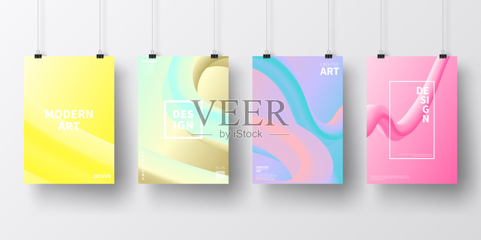 海报与流体彩色设计，孤立在白色背景插画图片素材