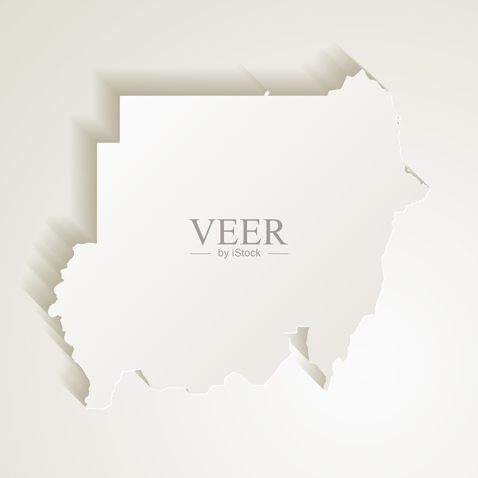 空白背景上剪纸效果的苏丹地图插画图片素材