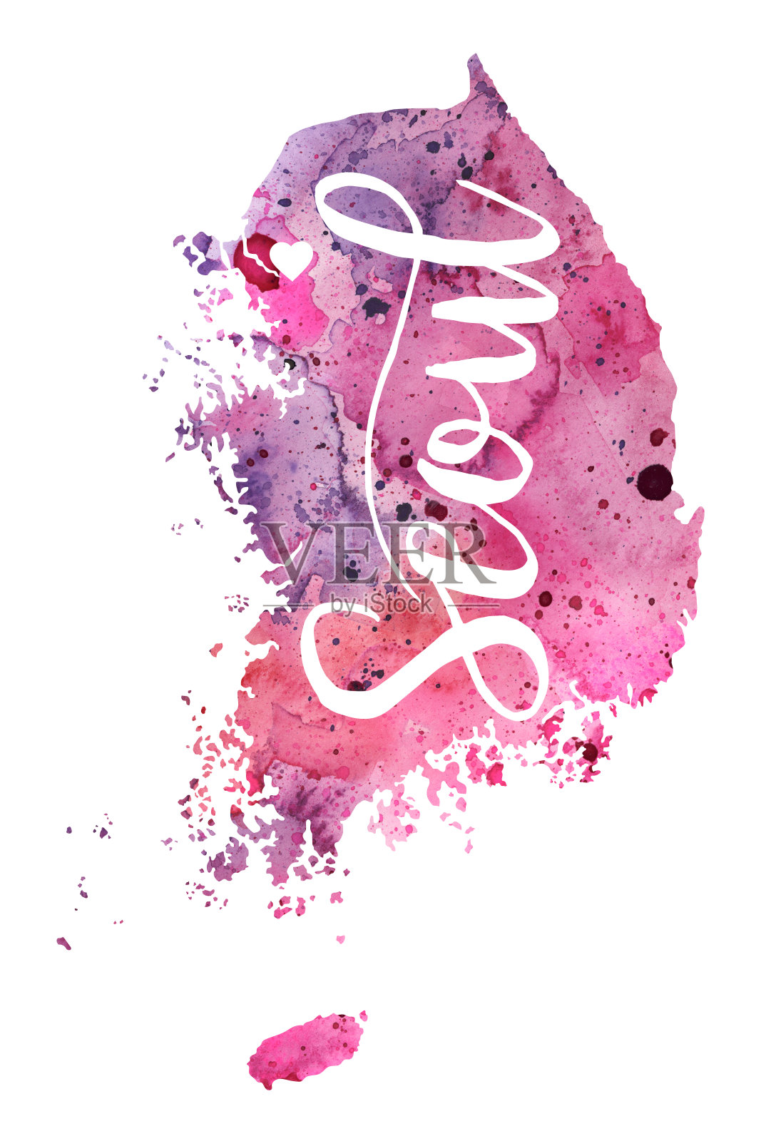 韩国首尔栅格水彩地图插图插画图片素材