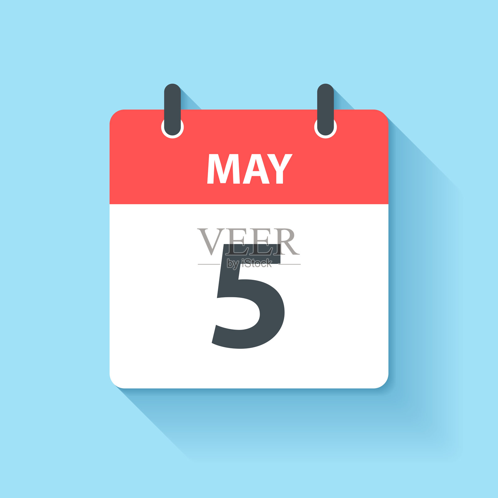 5月5日-日日历图标在平面设计风格插画图片素材