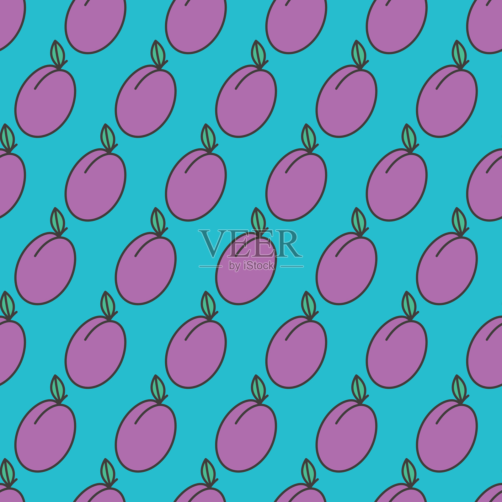 水果图标无缝图案，梅花插画图片素材