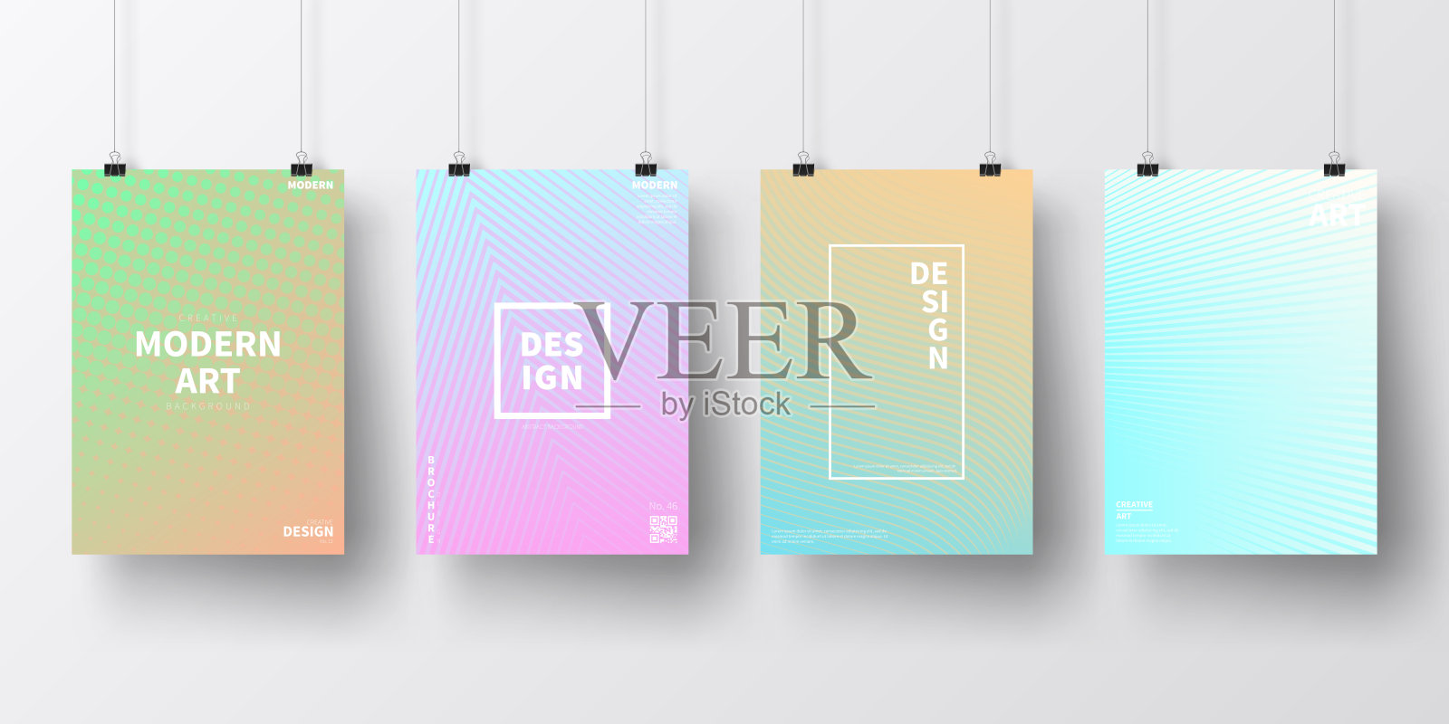 海报与彩色几何设计，孤立在白色背景设计模板素材