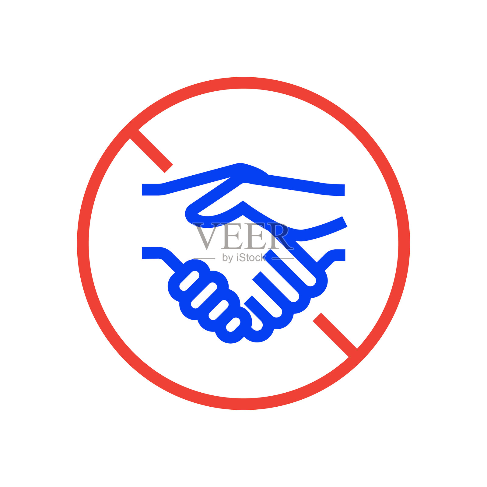 冠状病毒2019-nCoV -无握手矢量线图标-简单线符号，优质设计元素插画图片素材