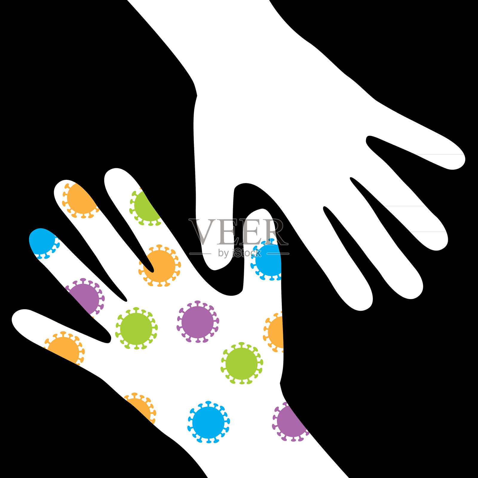 冠状病毒的手插画图片素材