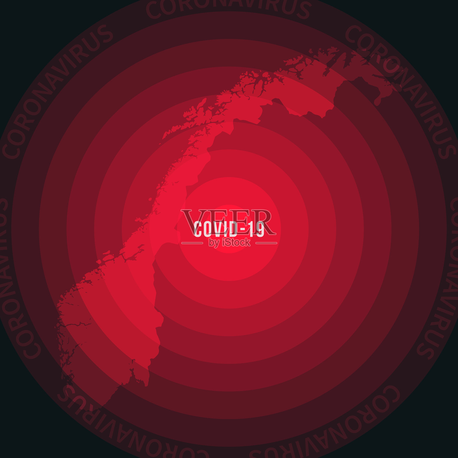 挪威的COVID-19传播地图。冠状病毒爆发插画图片素材