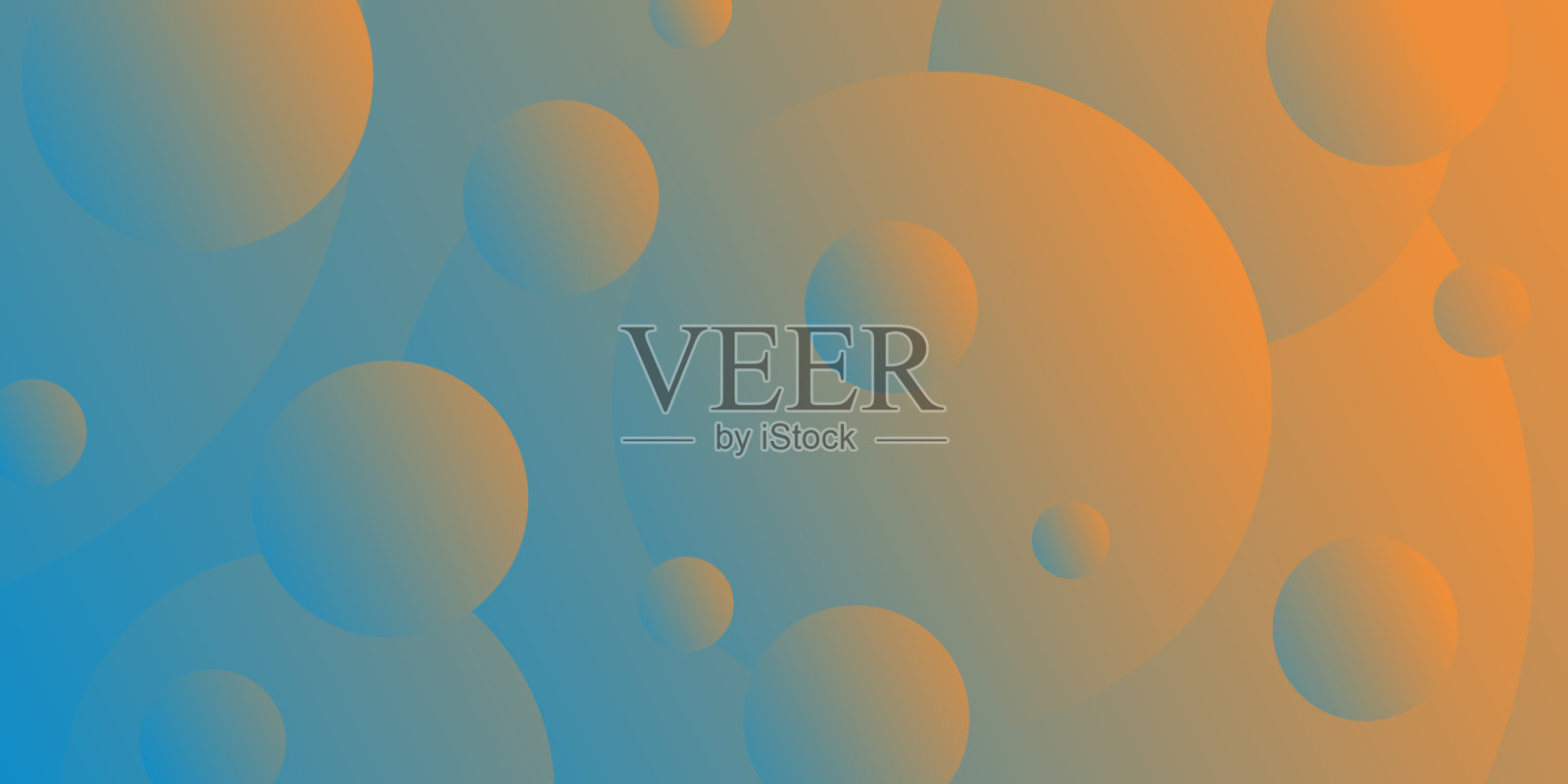 抽象几何背景与蓝色梯度圆插画图片素材