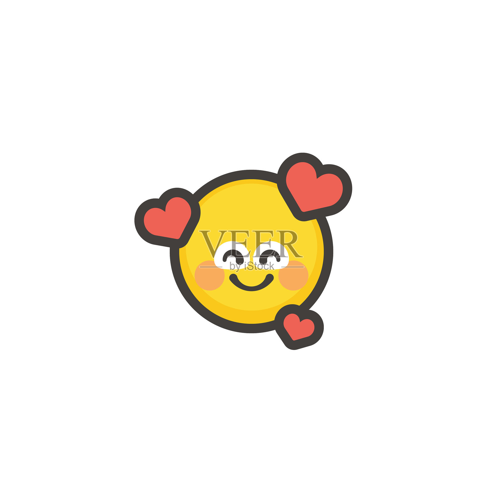 Emoticon平面设计轮廓线插画图片素材