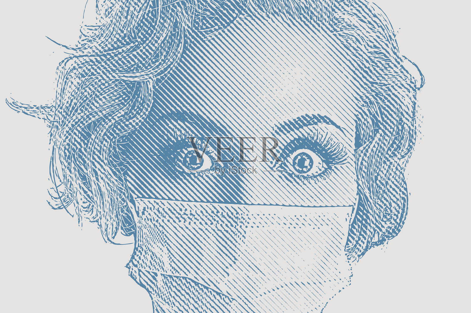 愁眉苦脸的女人戴着防护面具插画图片素材