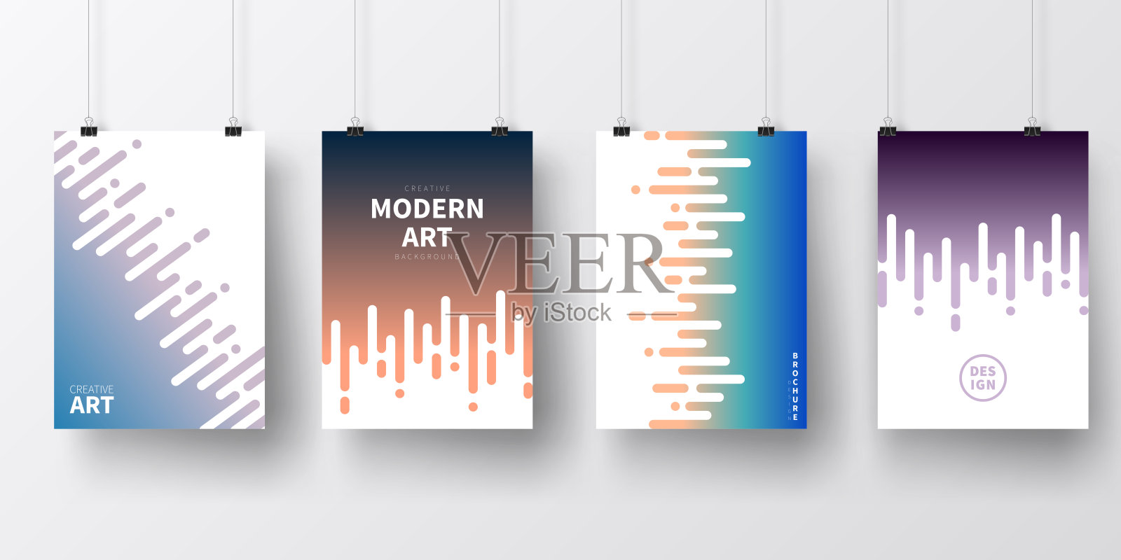 海报与抽象的彩色设计，孤立在白色背景插画图片素材