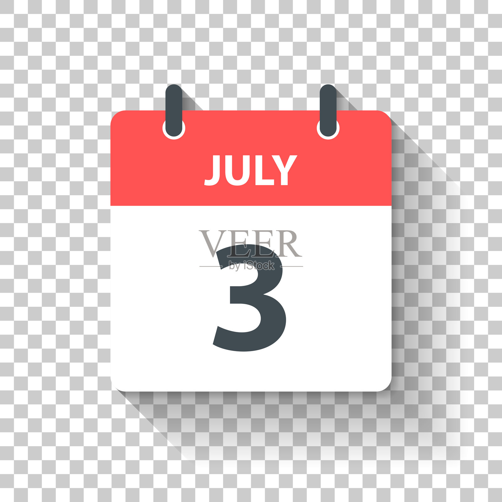 7月3日-日日历图标在平面设计风格插画图片素材