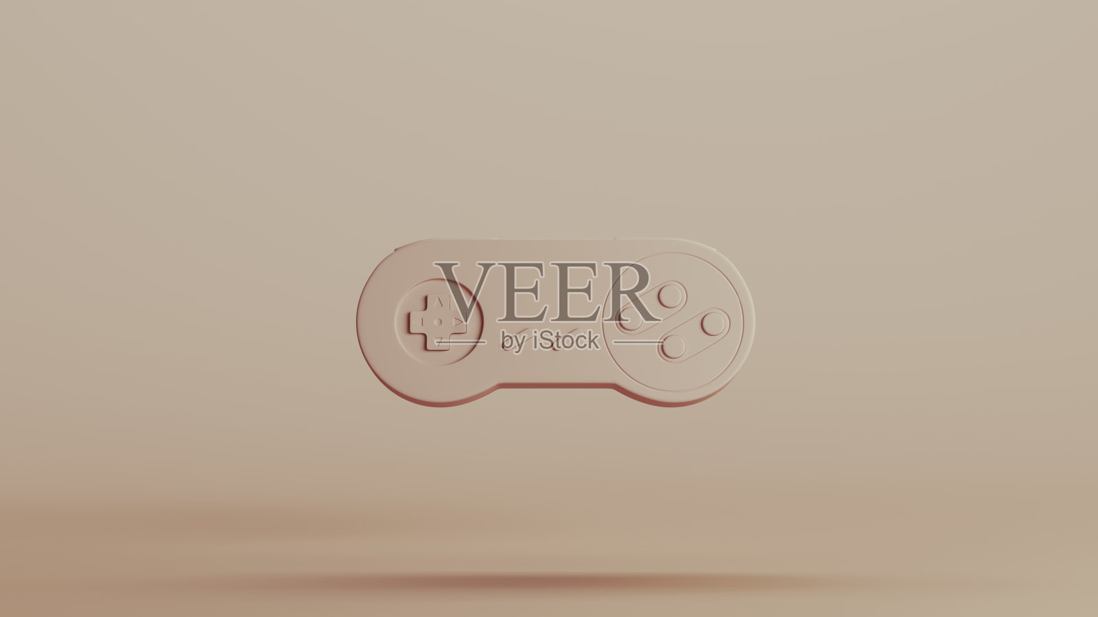 复古游戏手柄中性背景柔和色调米色棕色背景粘土雕塑照片摄影图片