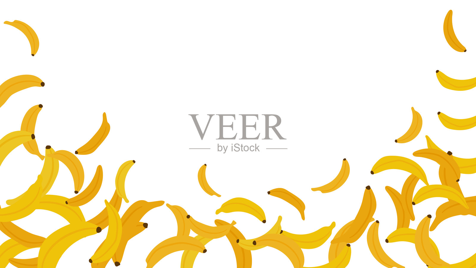透明背景上的黄色香蕉。框架或边框设计插画图片素材