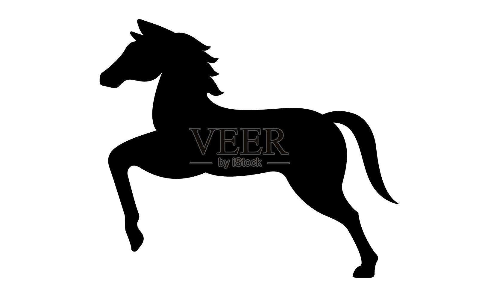 简单的马轮廓设计，单色风格插画图片素材