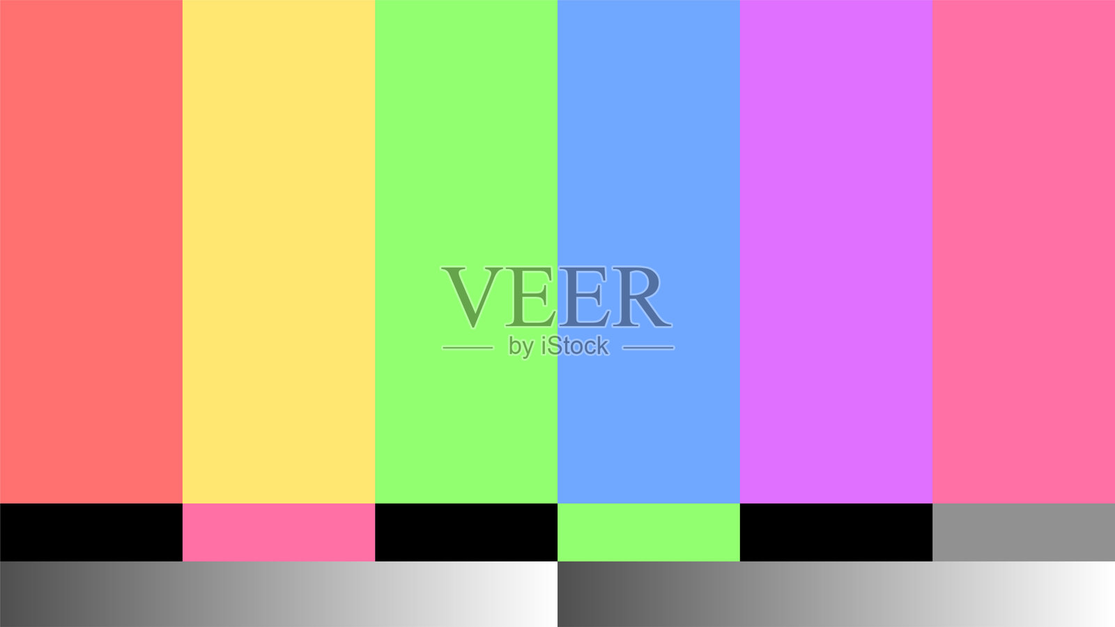 带有红色、黄色、绿色、蓝色、紫色和粉色等各种颜色的垂直条纹图案，以及灰度渐变和黑色元素。插画图片素材