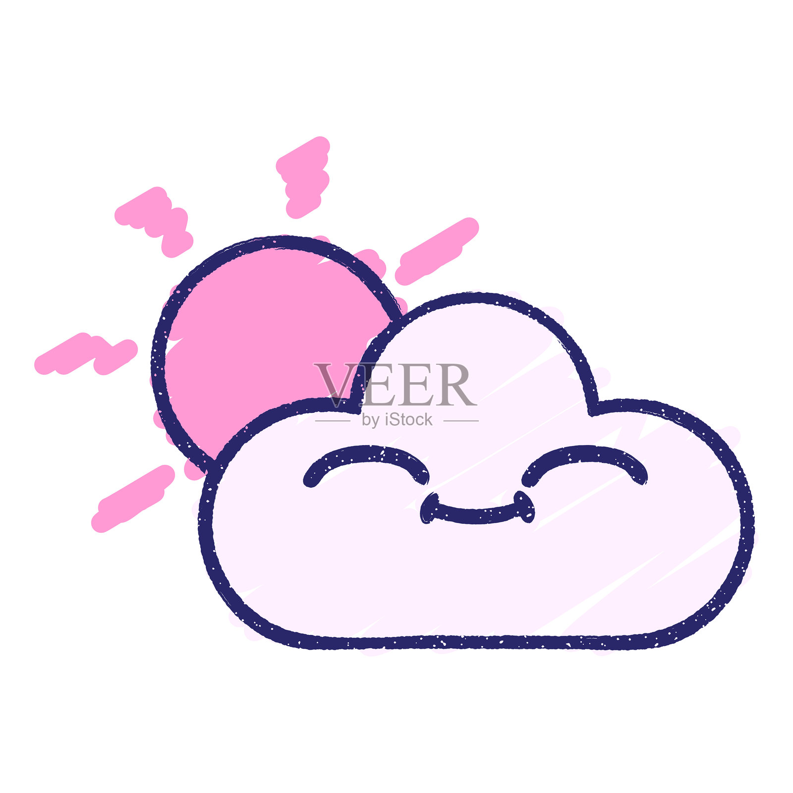 明亮霓虹色的云彩粉笔画插画图片素材