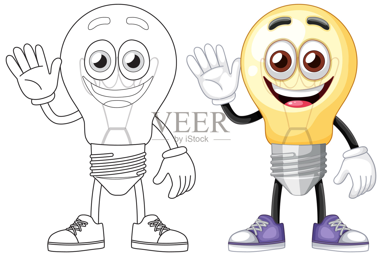 快乐的灯泡角色插图插画图片素材