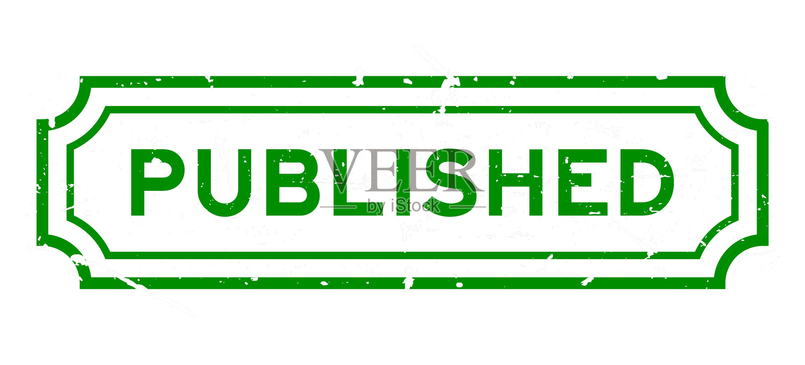 白色背景上的磨损绿色印刷字样橡胶印章插画图片素材