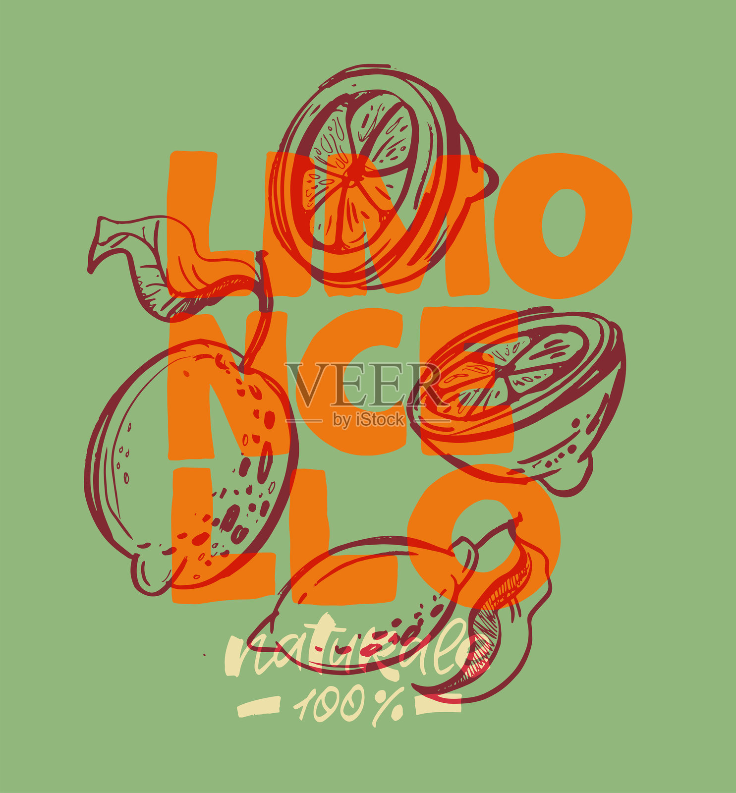 复古风格手绘涂鸦字母的西西里美食名言。适用于T恤设计、杯子印刷、袋子印刷和服装时尚。100%手绘矢量图像。插画图片素材