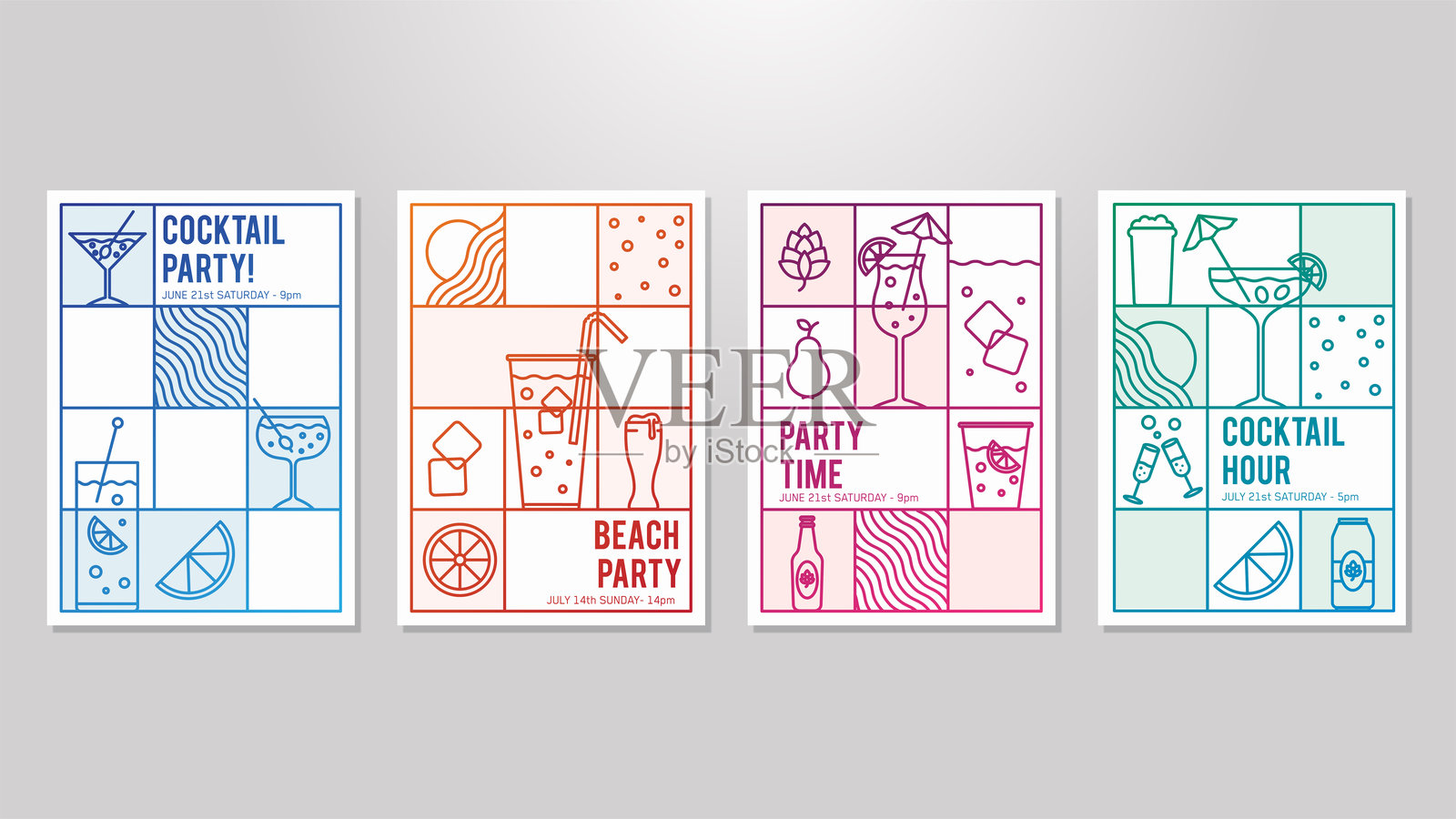 现代派对邀请模板插画图片素材