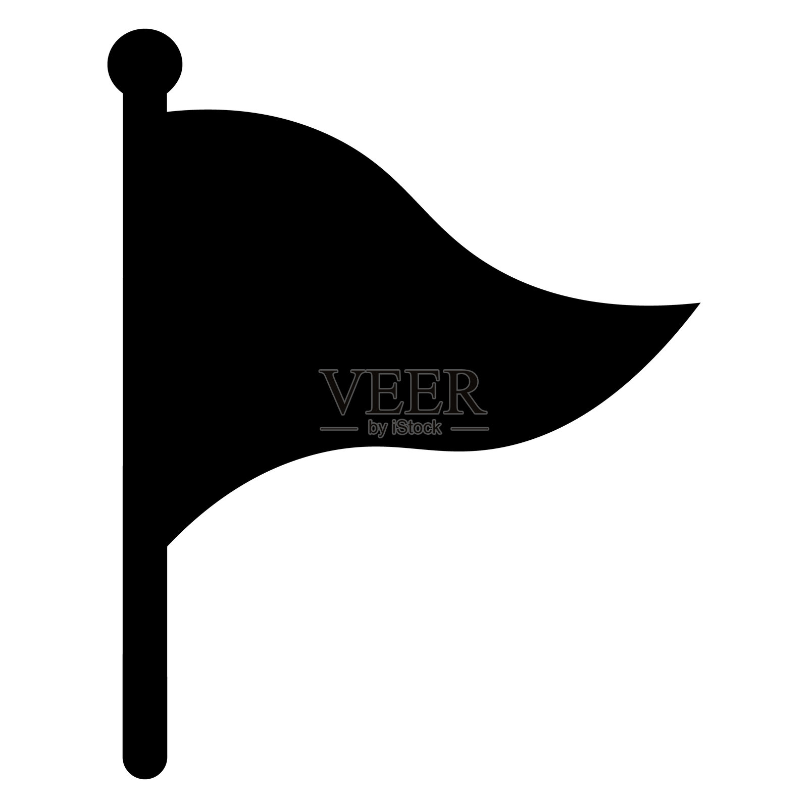 挥舞的旗帜图标。地图指针矢量插图。轮廓设计。插画图片素材