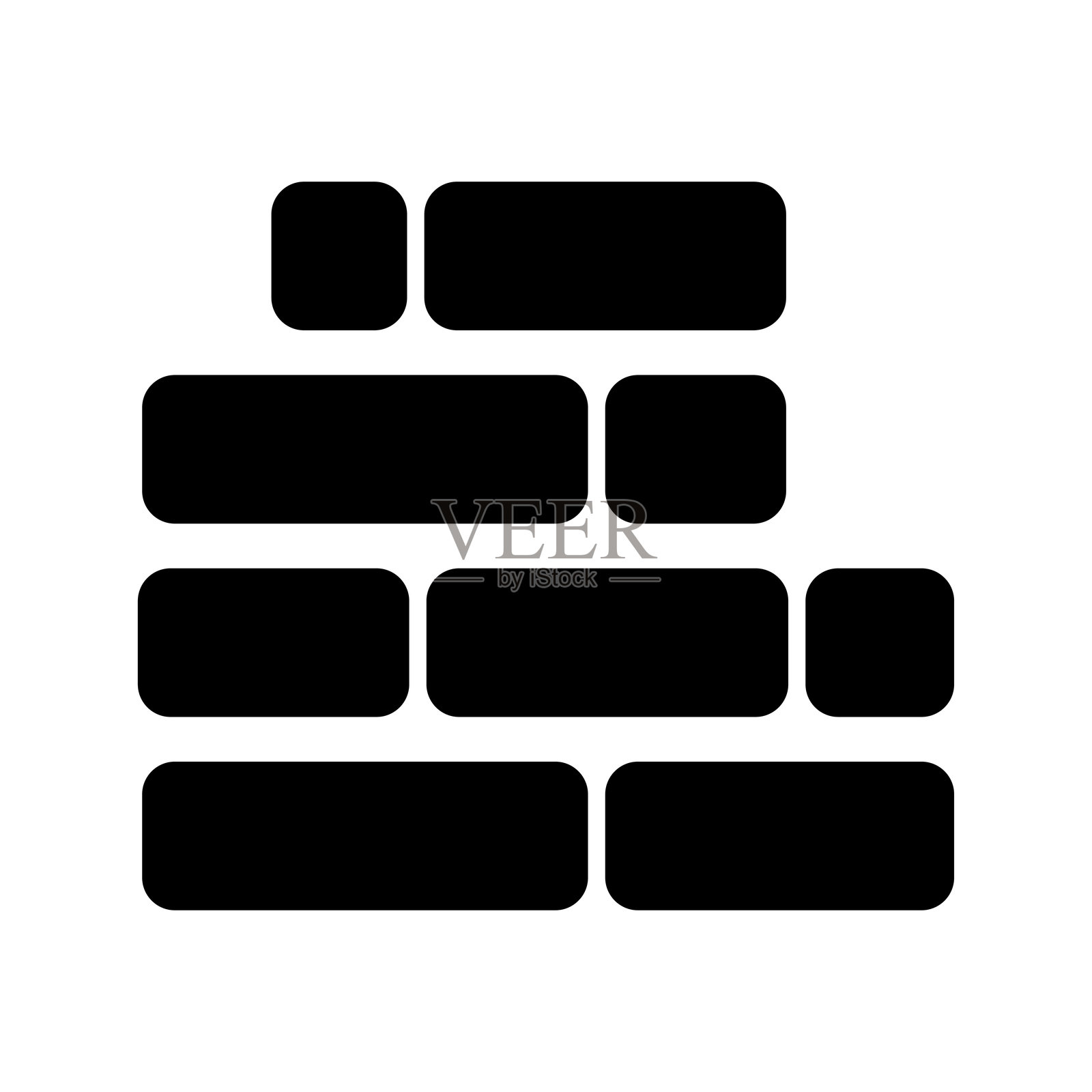 简单的黑色砖墙图标，适用于设计和建筑项目插画图片素材