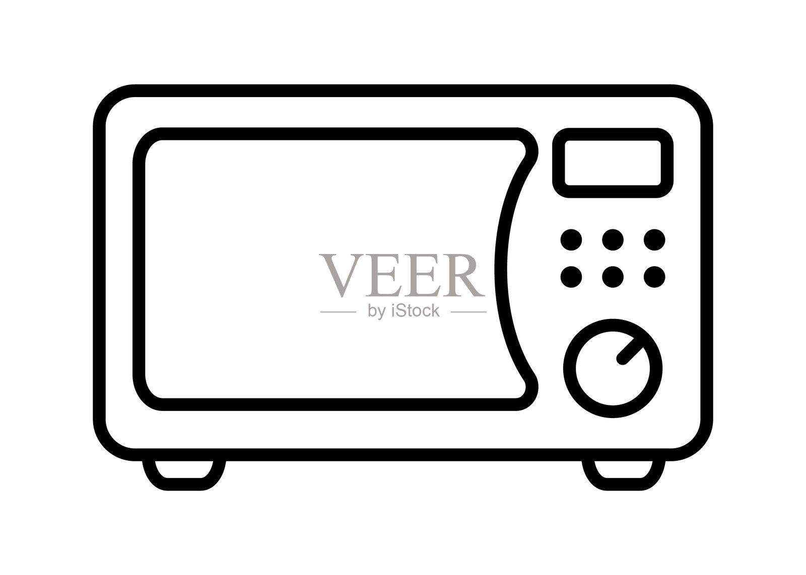 微波炉线条图标。厨房电器图标。插画图片素材