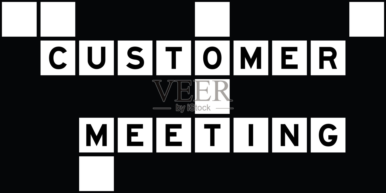 字母“C”在填字游戏背景中的“客户会议”一词中插画图片素材