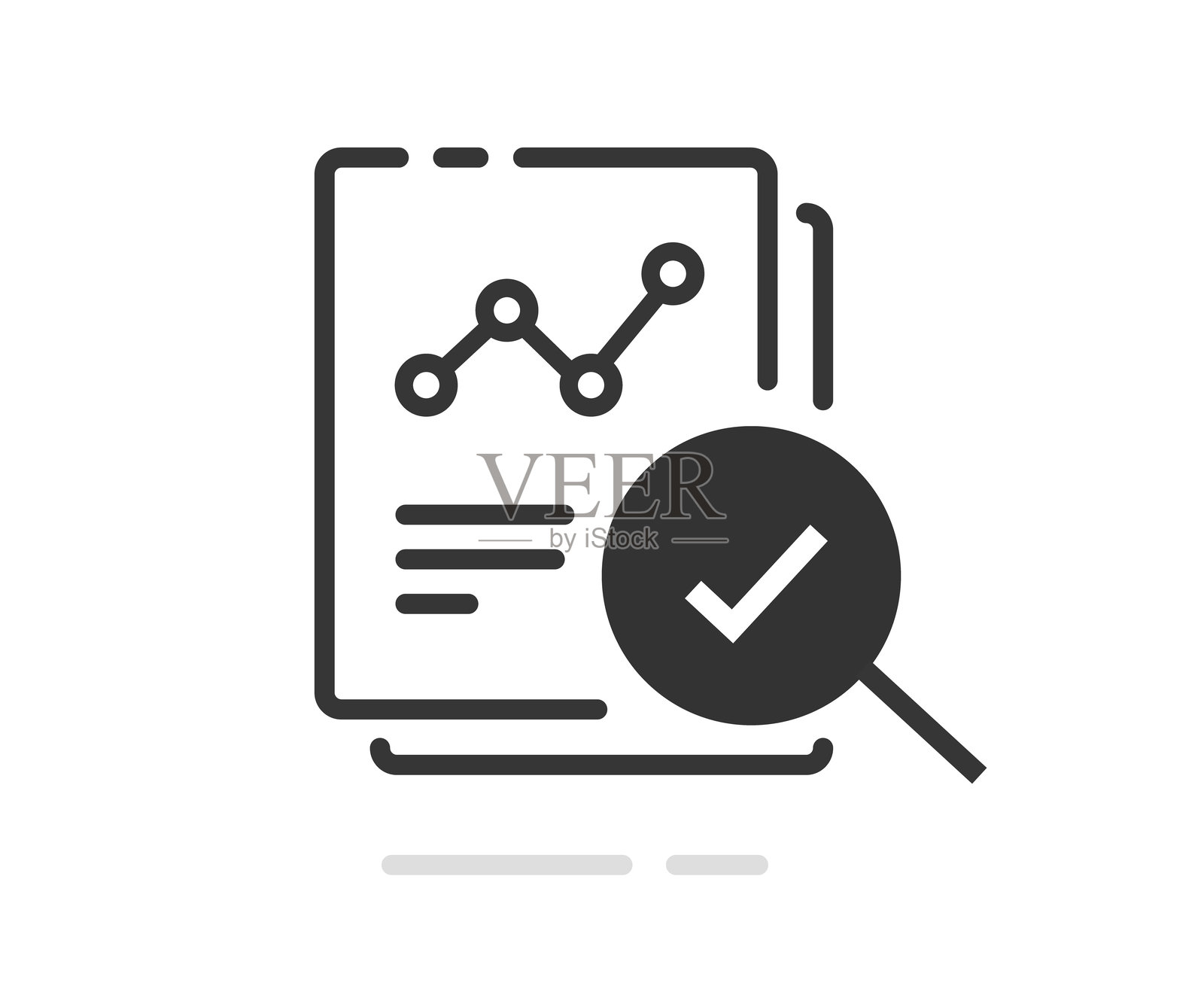 销售结果报告图表文档审查图标线条简单图形矢量插图，分析研究收入收益统计数据图标符号轮廓细线条插画图片素材