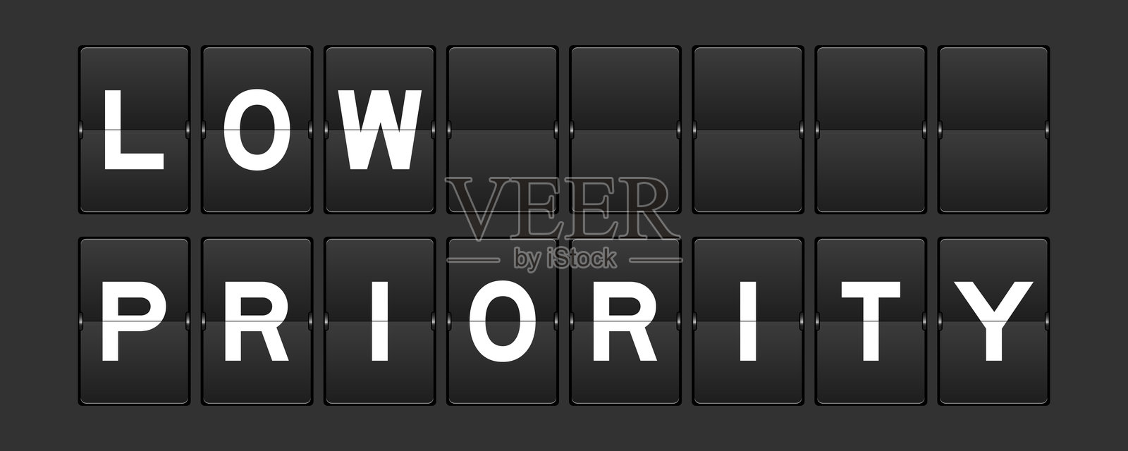 黑色模拟翻转板，上面写着“低优先级”，背景为灰色插画图片素材