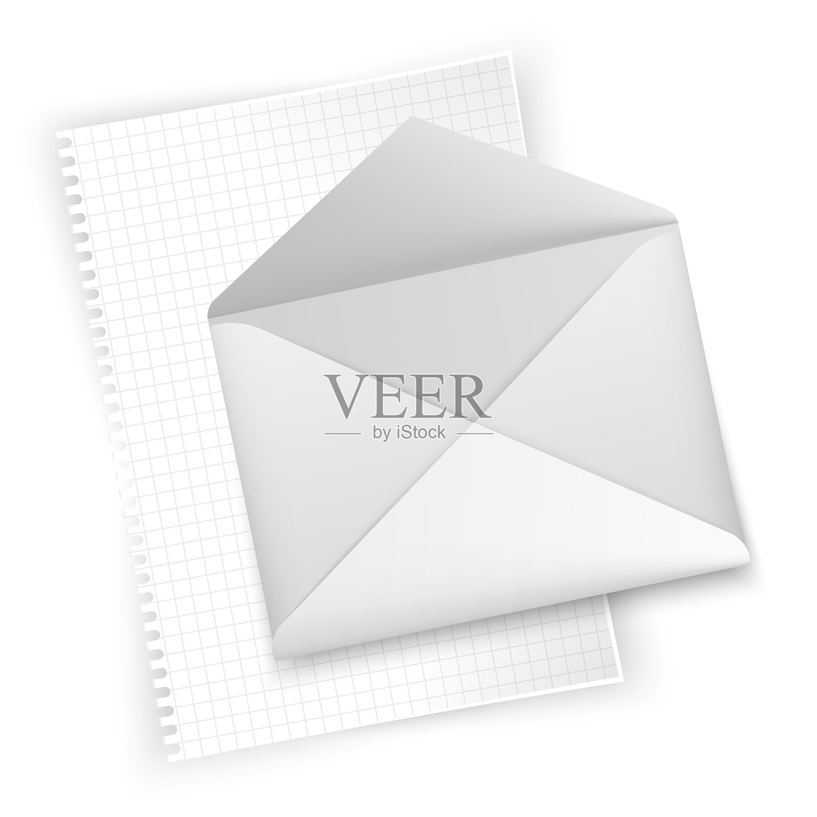 信封和纸张，传统邮件信件与白色信封插画图片素材