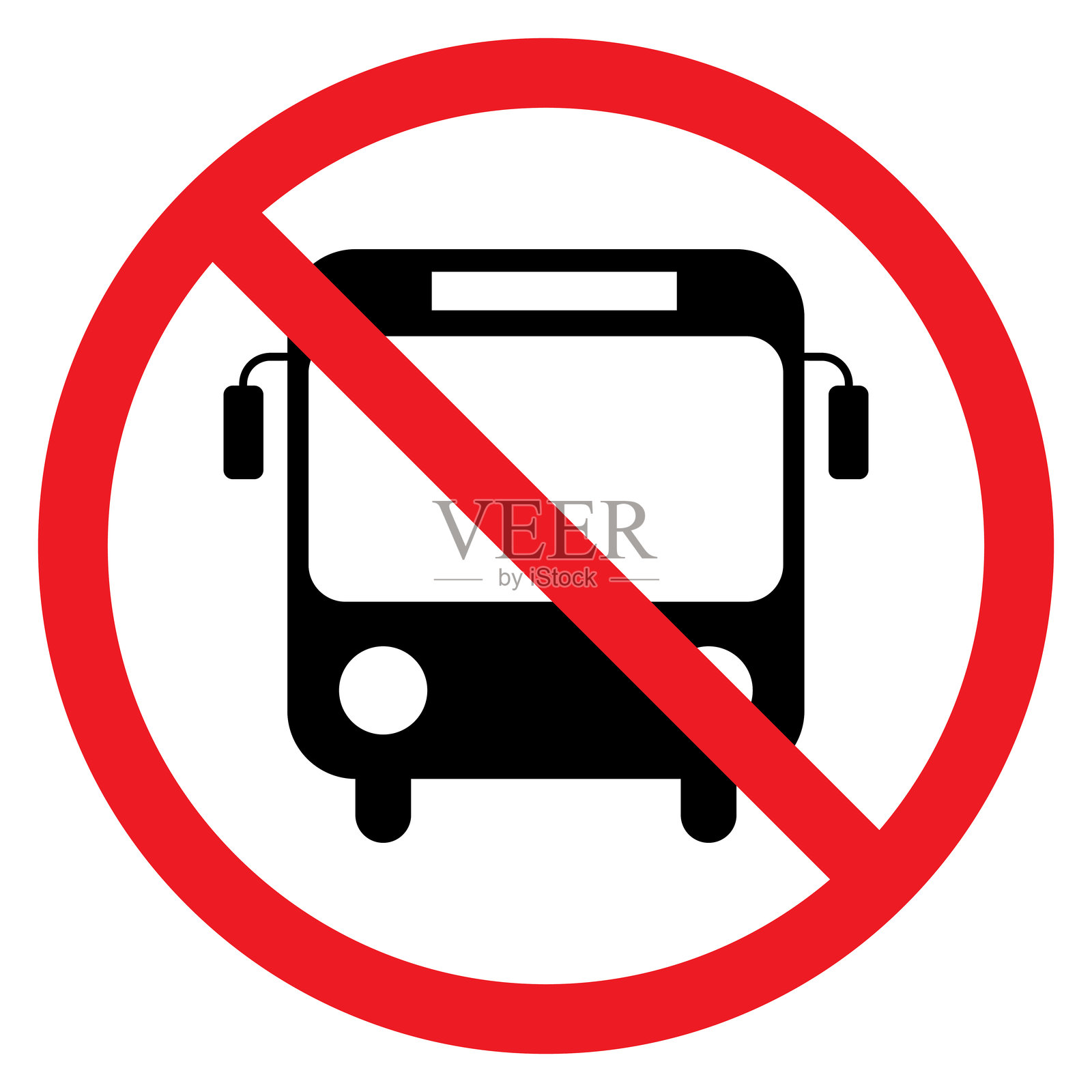 禁止乘坐公交车标志，孤立在白色背景上。禁止公交车通行标志矢量图。插画图片素材