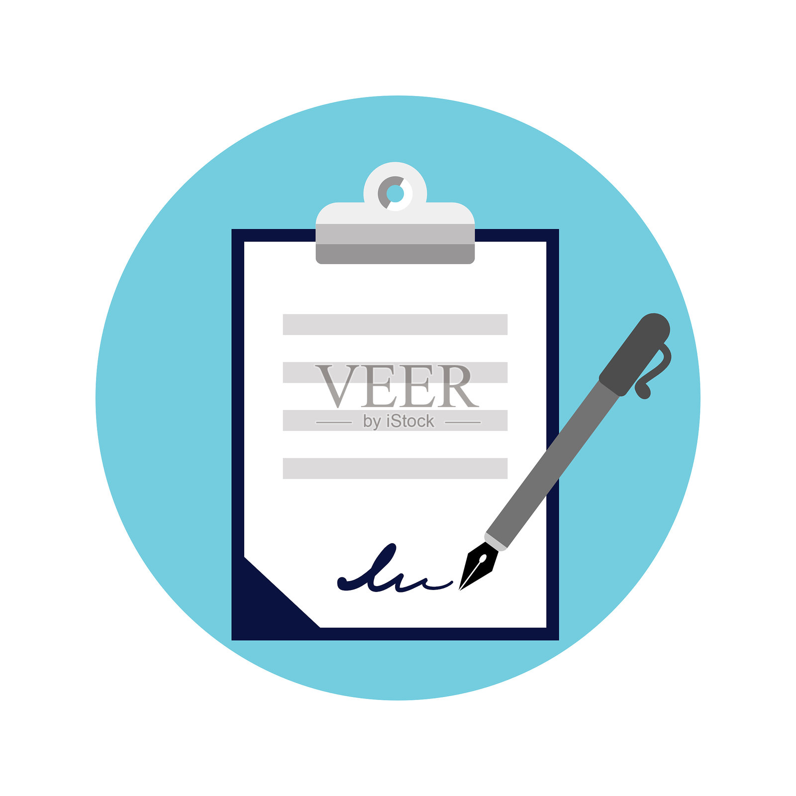 白色背景上的合同图标。插画图片素材