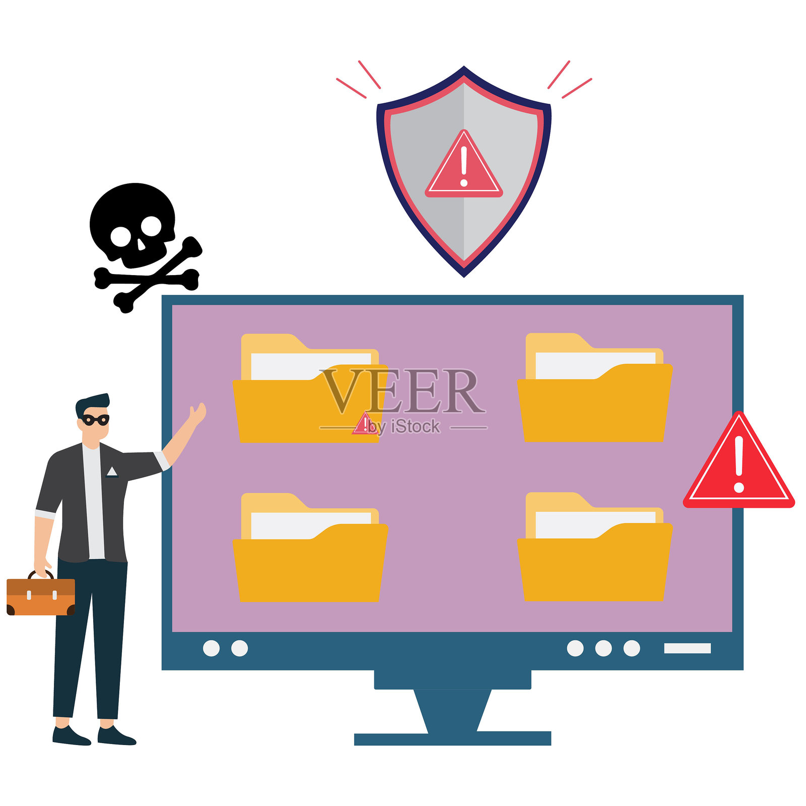 黑客试图进行数据泄露插画图片素材