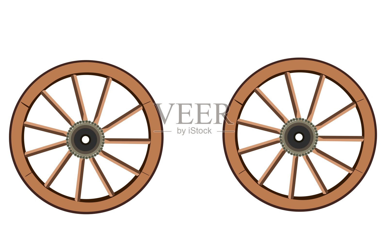 马车车轮孤立在白色背景上插画图片素材