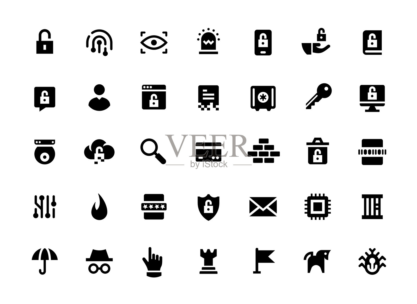 电子认证的实体图标集插画图片素材