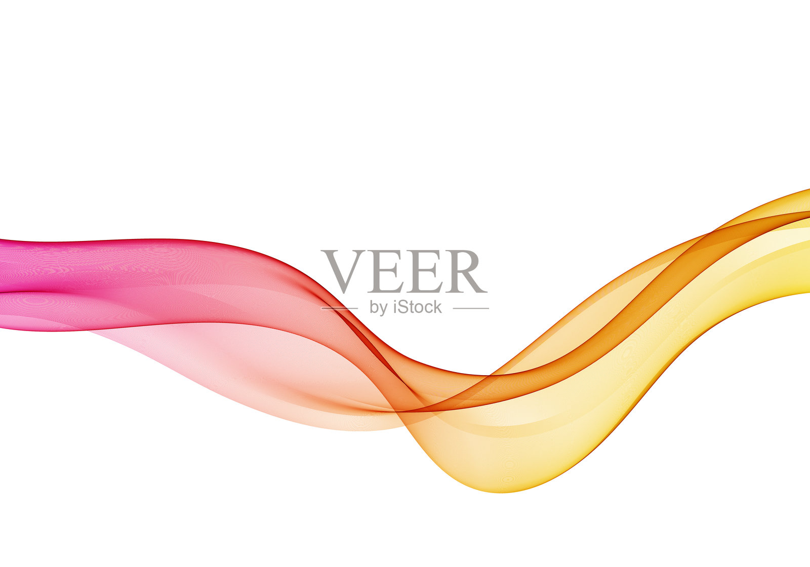 白色背景上的红色、橙色和黄色抽象彩色波浪线插画图片素材