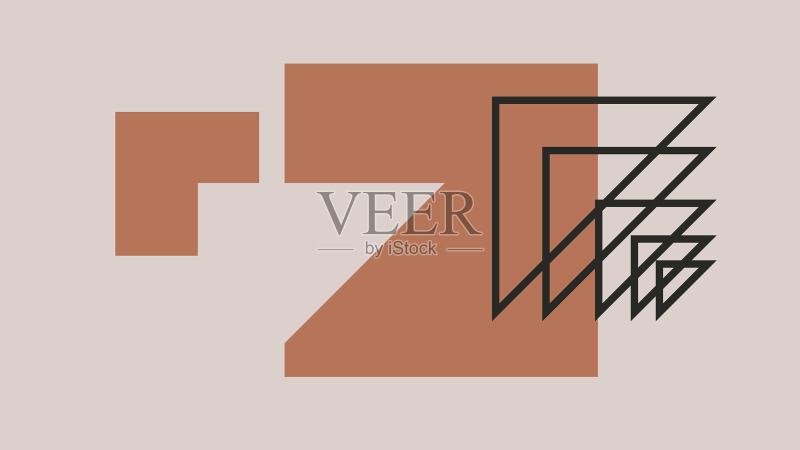 陶土上的几何三角形线条艺术插画图片素材