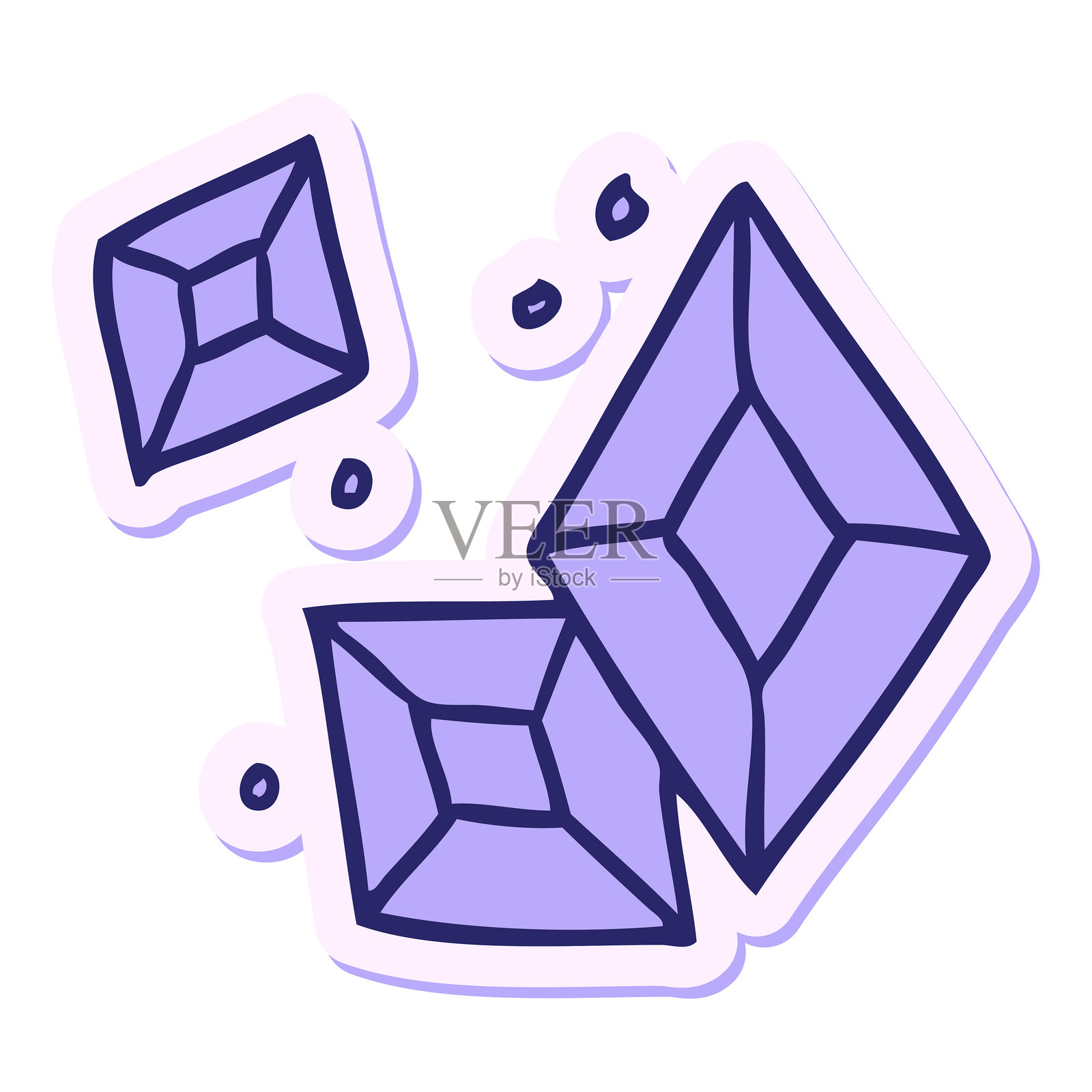 手绘贴纸卡通涂鸦的亮色霓虹钻石插画图片素材