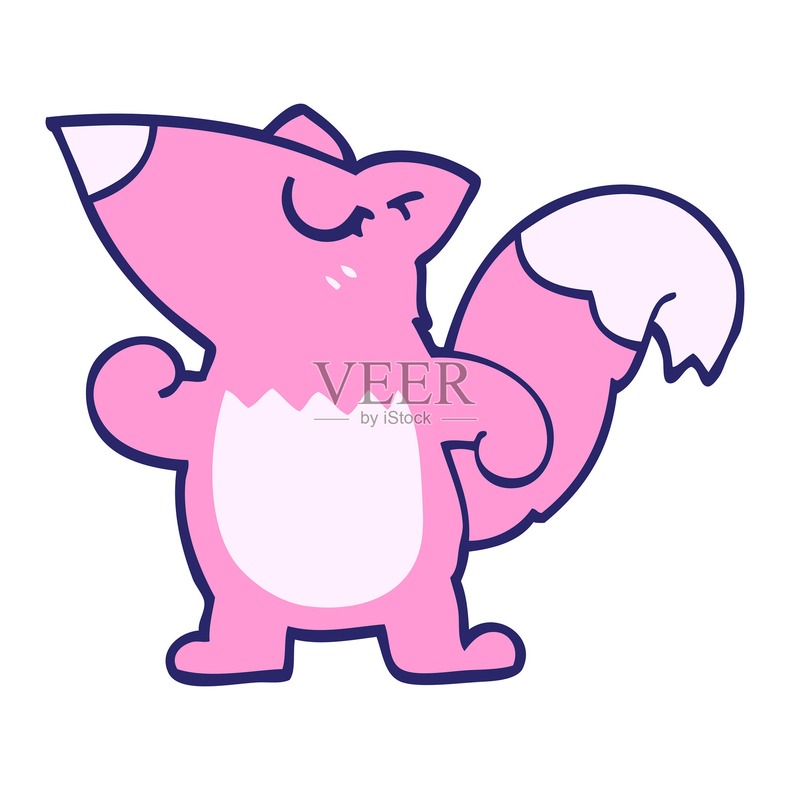 明亮霓虹色的卡通涂鸦松鼠插画图片素材